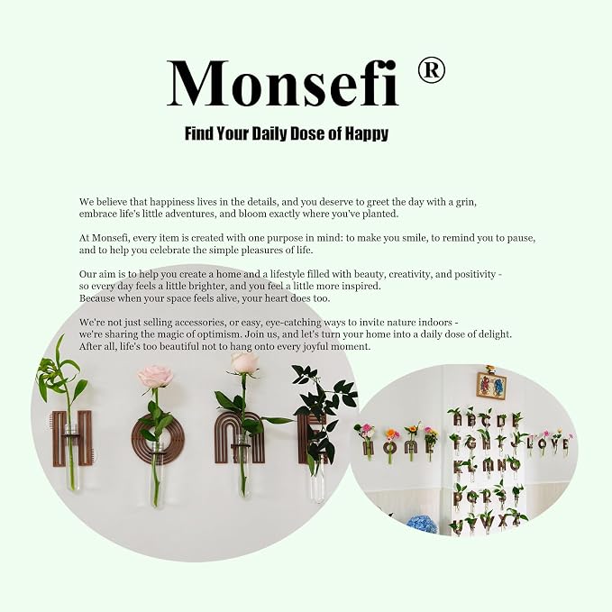 Wood Letter L Wall Propagation Station Lightweight Decorative Plant Holder for Small Cuttings, Removable Adhesive Wall Decor for Bedroom, Nursery, Office