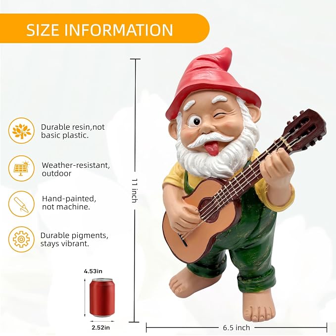 large — garden gnomes,FHNQRQN,gnomes,garden gnomes outdoor,gnome garden decor,gnomes clearance,gnomes decorations for yard,funny gnomes,gnome gifts,Musical Gnomes statues,lawn gnome,outdoor gnome yard