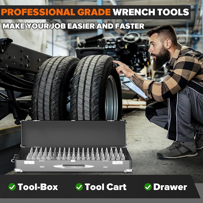 40PCS Modular Wrench Organizer Wrench Holder - Wrench Tool Organizers for Tool Drawer Storage, Wrench Storage Set with Metric & SAE Label, Wrench Rack Tool Gift for Professional Mechanics,Transparent