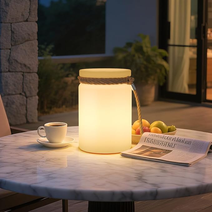 uuffoo 2 Pcs LED Lantern Cordless Table Lamp IP44 Shower Safe with Remote, 8-10H Battery Life RGB Warm White Dimmable for Indoor Outdoor Patio Camping Home