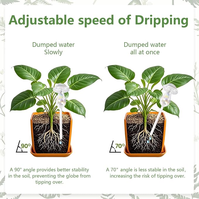 Plant Watering Globes- 2Pcs Iridescent Rainbow Glass Water Bulbs Mushroom Self Watering Spikes Planter Insert Automatic Plant Watering Bulbs Devices for Indoor and Outdoor Plants