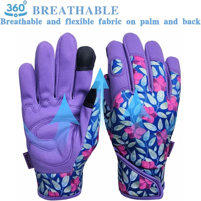 Gardening Gloves,Women Yard Work Garden Glove,Gifts | Thorn Proof,Puncture Resistant,Touchscreen,Gift,Leather,Spandex
