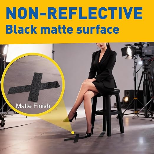 6 Pack Black Gaffers Tape 1.8"x12 Yards(Total 72 Yards), 11 Mil Industrial Grade Black Gaff Tape, No Residue, Non-Reflective, Easy Tear, Gaffer's Tapes for Securing Cables, Photography, Studio