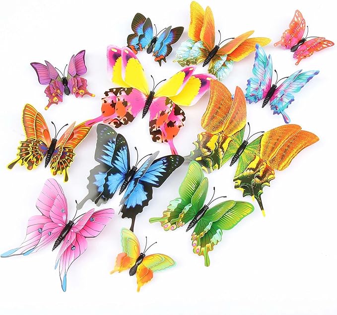 OPSEAM Butterfly Wall Decor 24/48 PCS, 3D Butterflies Stickers for Party Decorations with Magnets (Swallow, 48)