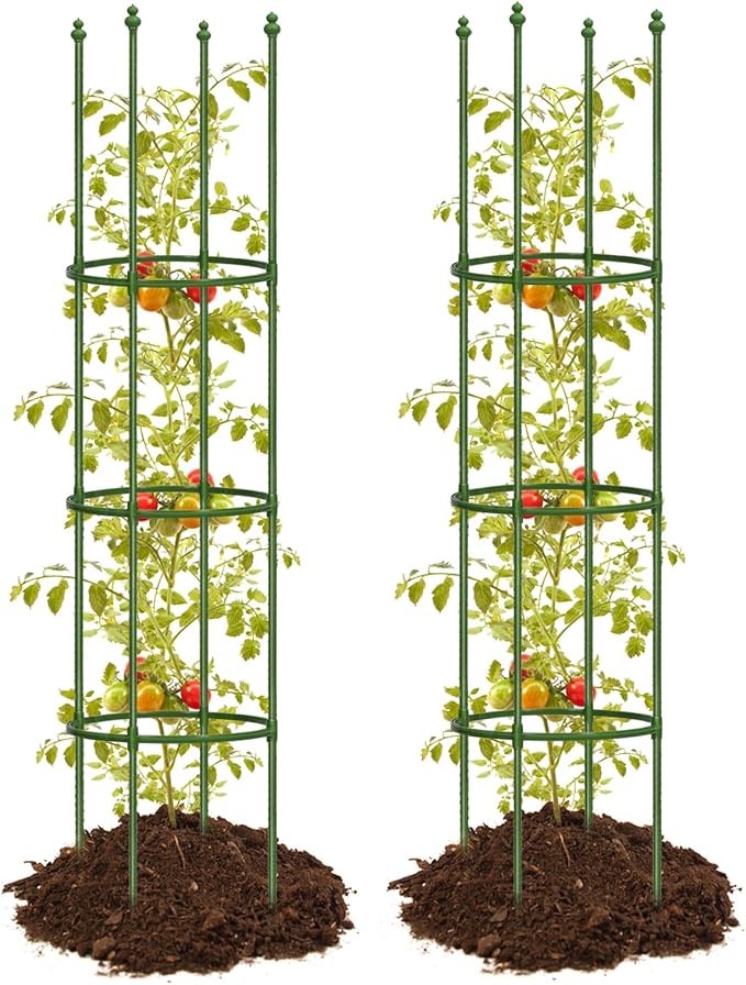 joyhalo 2 Pack Tomato Cage for Garden, Up to 59 Inch Heavy-Duty Tomato Trellis, Height Adjustable Garden Trellis for Climbing Plants Vegetables Flowers Cucumber Peony