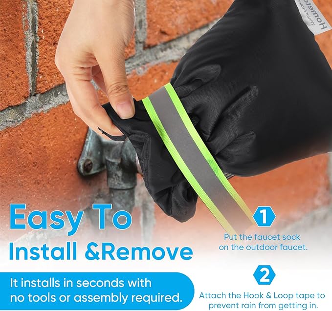 4Pack Outdoor Faucet Covers for Winter - 6.7" W x 8.3" H Outside Hose Bib Spigot Covers Protector Socks for Winter Freeze Protection Insulation Reusable Waterproof Insulated backflow Cover,Black