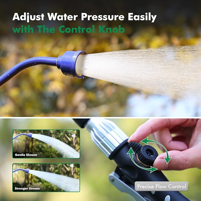 RESTMO Heavy Duty Full Metal 24 Inches Watering Wand, Gentle Soft Full Shower Sprayer Wand with Lockable Front Trigger, Hose Wand for Hanging Baskets, Shrubs, Plants, Flowers, Garden and Lawn, Purple