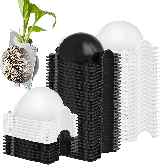 36 Pcs Air Layering Propagation Kit with Zip Ties Half Black Half Transparent Air Layering Pods Propagation Box Reusable Rooting Grafting Ball Box for Medium Plants