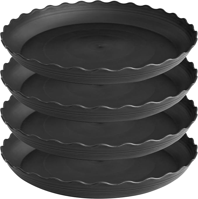 4 Pack of 18 inch Plant Saucer Plant Tray, Plastic Plant Saucer, Heavy Duty Plant Tray for Pots, Plant Saucers for Indoors Planter, Garden Water Plate Bowls for Gallon Grow Bags (Black)