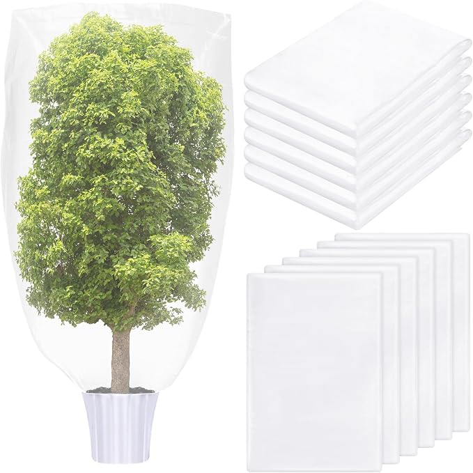 6 Pcs Winter Plant Covers Freeze Protection Small Plastic Clear Film Cover Shelter Bags Waterproof Frost Cloth for Outdoor Plants Greenhouse Garden Rain Frost Protection(39.4 x 59 Inch)