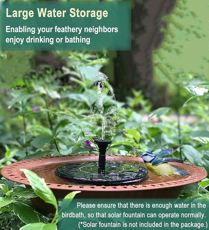 Garbuildman 28 inch Lightweight Birdbaths Antique Decoration Detachable Birdfeeder & Bird Bath for Outdoor Garden, Oblong Chocolate
