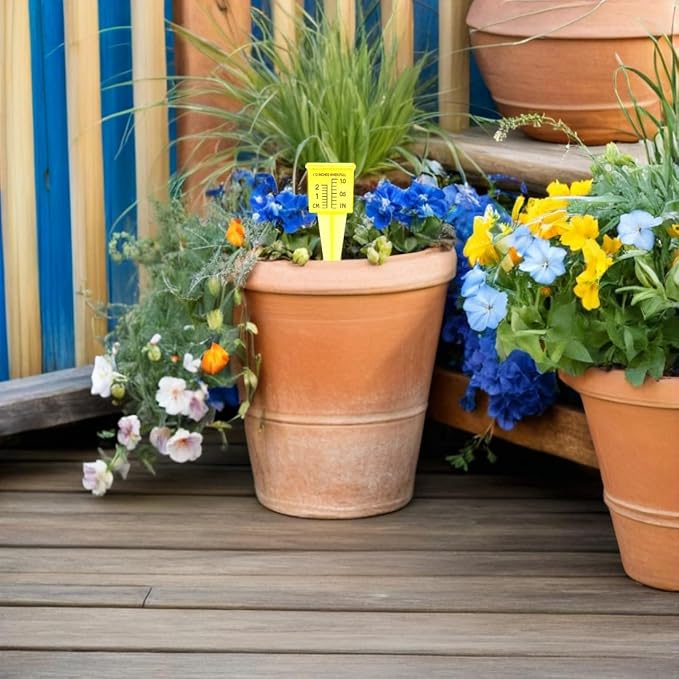 Toyvian Heavy Duty Outdoor Rain Gauge Accurate Plastic Rainfall Measuring Device for Garden Yard Lawn 2-Pack Yellow Rain Gauges with Clear Scale Easy Installation for Weather Monitoring