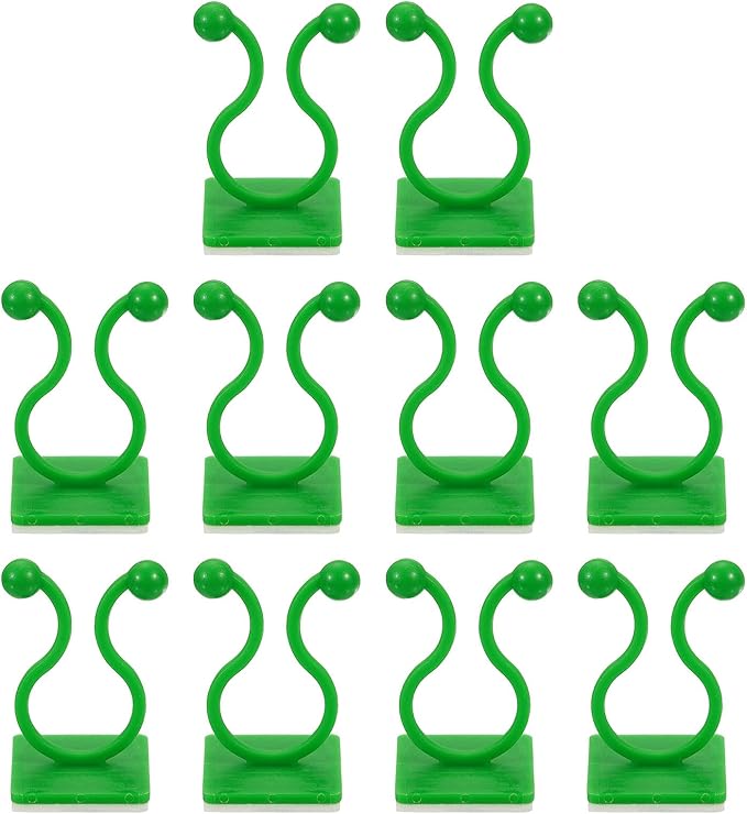 uxcell 100Pcs Plant Climbing Wall Fixture Clips, Plant Fixer Self-Adhesive Hooks Wire Fixing Supporting for Indoor Outdoor Decoration and Cable Wire Fixing (Green, 13.3mm/0.52")