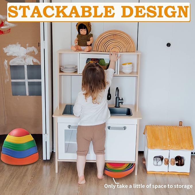 makarci Balance stepping stones for kids, non-slip toddlers sensory toys outdoor or indoor play, promoting motor skills and confidence, Obstacle Course Coordination Toys for children age 3 4 5 6 7+