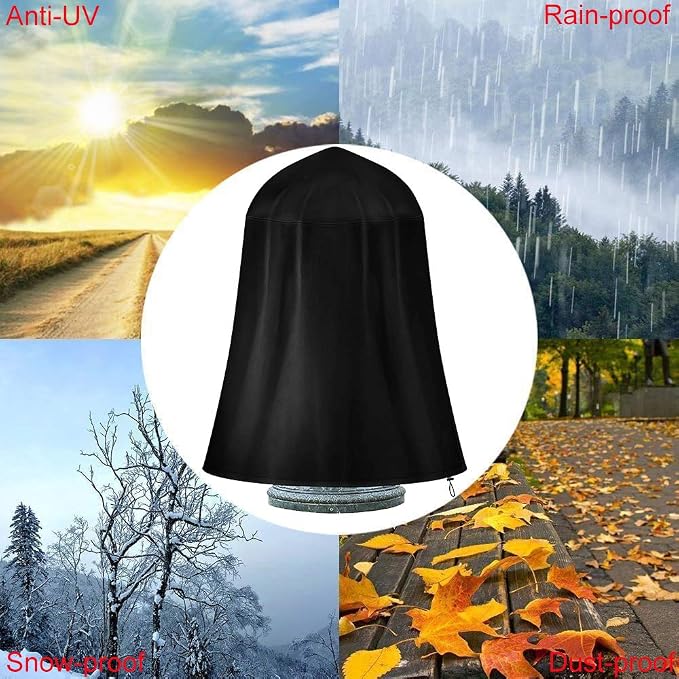 Outdoor Garden Fountain Covers Waterproof Dustproof Statue Protective Cover for Winter Patio Water Fountains Statues Black 48"x68" Fountain Cover