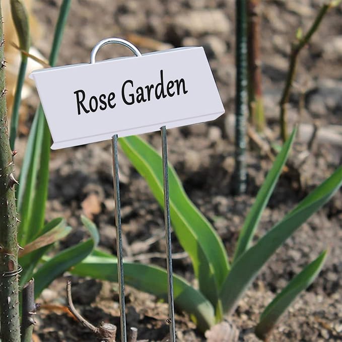 30pcs Plant Labels for Outdoor Garden Waterproof Plant Markers for Outdoor Plants, 11inch Metal Plant Tags and Labels Garden Markers for Seedlings Herbs Vegetable Greenhouse Gifts (White)