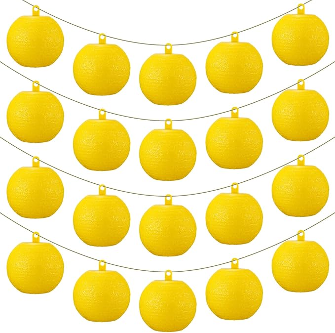 Qualirey 20 Pcs Sticky Fruit Fly Trap Ball Adhesive Fly Catching Ball Sticky Glue Fly Gnat Wasp Hornet Mosquito Bugs Flying Insects Trap Ball Traps (Yellow)