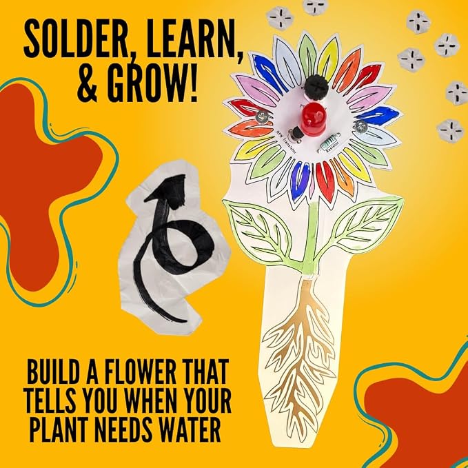 Soil Moisture Sensor Kit – DIY Light-Up Plant Water Indicator with LED, Transistor & Resistor Learning Circuit – Educational Electronics Kit for Beginners