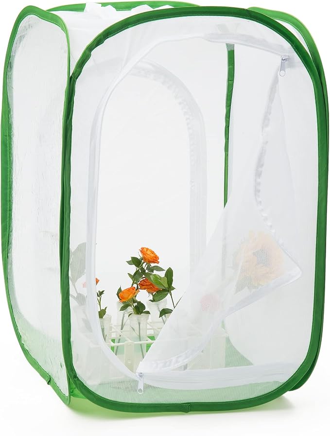 Two Doors Monarch Butterfly Habitat, Insect Mesh Cage, Caterpillar Enclosure Terrarium Pop-up (15.7 X 15.7 X 24 Inches)
