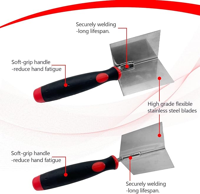 Drywall Corner Tool 2pcs/Set, Stainless Steel Sheetrock External Corner Trowel & Internal Corner Trowel