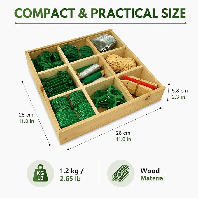Gardening Gifts for Women Men, 9-Compartment Wooden Garden Accessory Box with Clear Lid, Gardener’s Essentials Organizer, Garden Tools Gift for Mom Dad Grandparents Garden Lovers