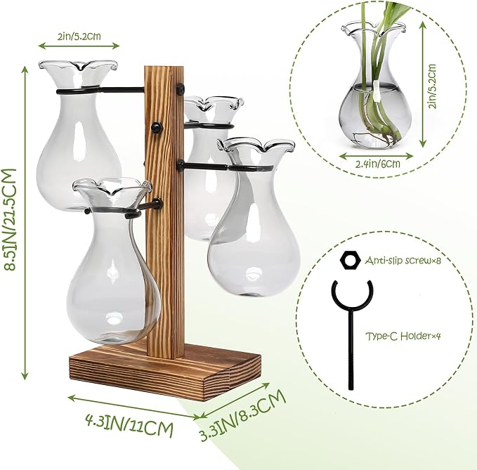 Plants Propagation Stations Bulb Glass Propagation Birthday Gift for Women Garden Plant Lovers - 4 Bulb