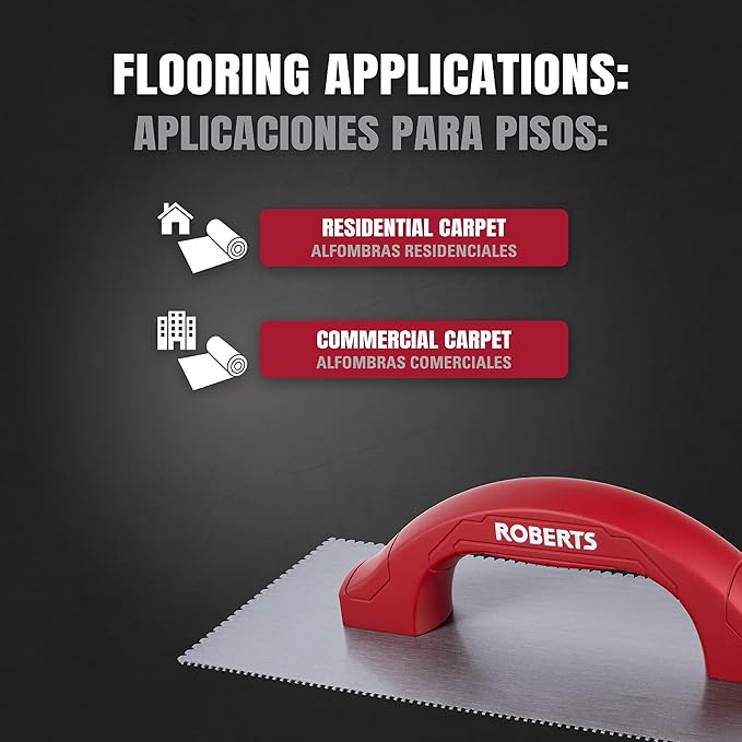 ROBERTS 49605 Dual-Notch Trowel for Installation of Residential and Commercial Carpet Flooring