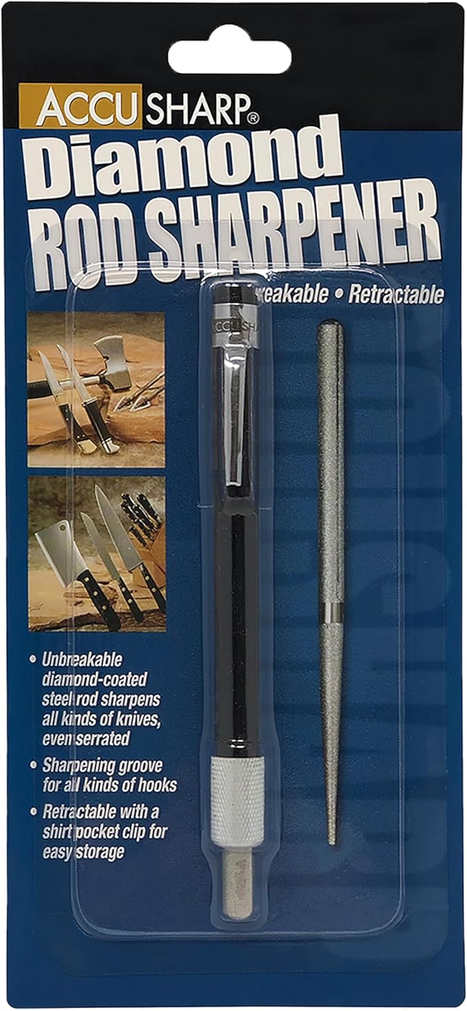 AccuSharp Professional Dual Rod Knife Sharpener, Retractable Diamond-Coated Steel Rod, Sharpens, Restores, Repairs & Hones Straight & Serrated Knives