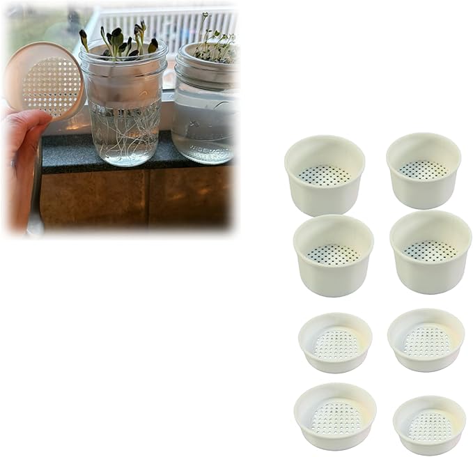 Microgreens Growing Kit for Mason Jar, Sprouting Lid and Seed Sprouter Kit, Easy Indoor Microgreens Grower for Kitchen Herb Gardening and Home Growing（8 Items）