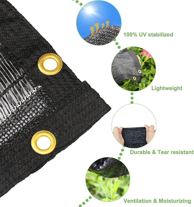 Mklsit Shade Cloth for Garden, 40% 6.5 x 10 FT Greenhouse Shade Cloth Black Mesh Tarp with Reinforced Grommets, Resistant Sun Shade Net for Plants Cover, Vegetables, Patio, Chicken Coop Sunshade