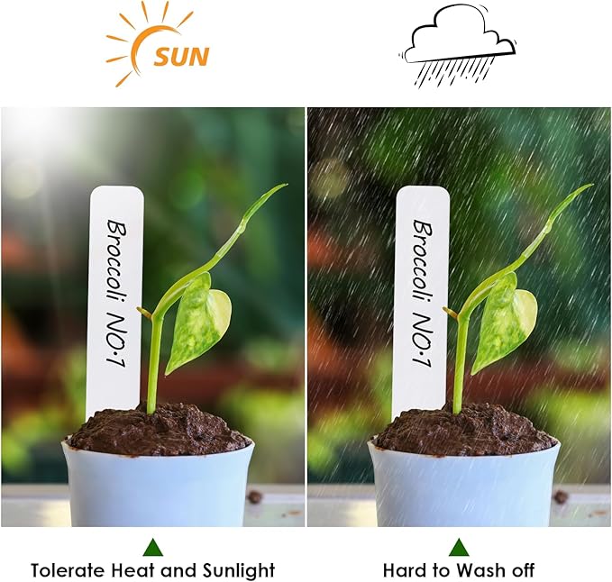 Plant Labels, Outdoor Waterproof Garden Markers, Plastic Nursery Seed Plant Tags with Bonus a Permanent Marking Pen, Gardening Gifts for Women Men 120PCS Darfukei