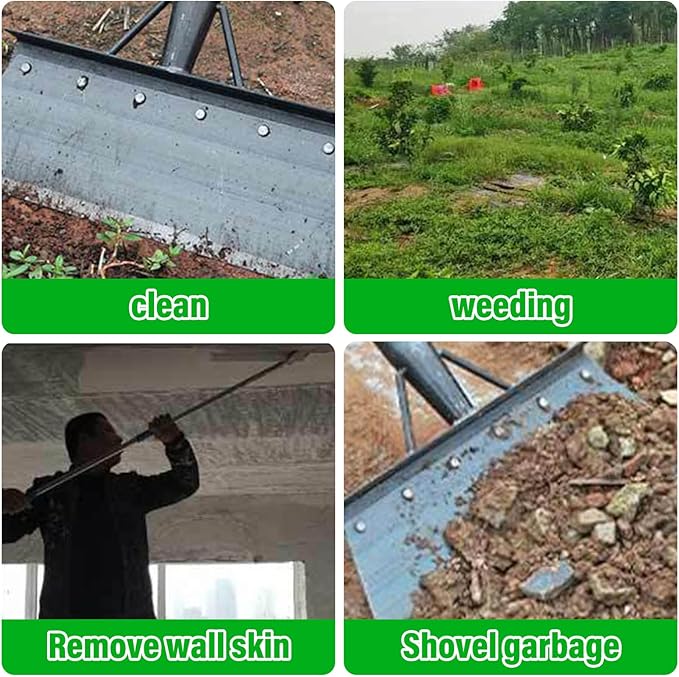 Metal Snow Shovel,Multifunctional Cleaning Shovel Long Handle Steel Flat Shovel for Landscaping, Farm Weeding Tool, Ice Scraper for Outdoor Camping Weeding Planting