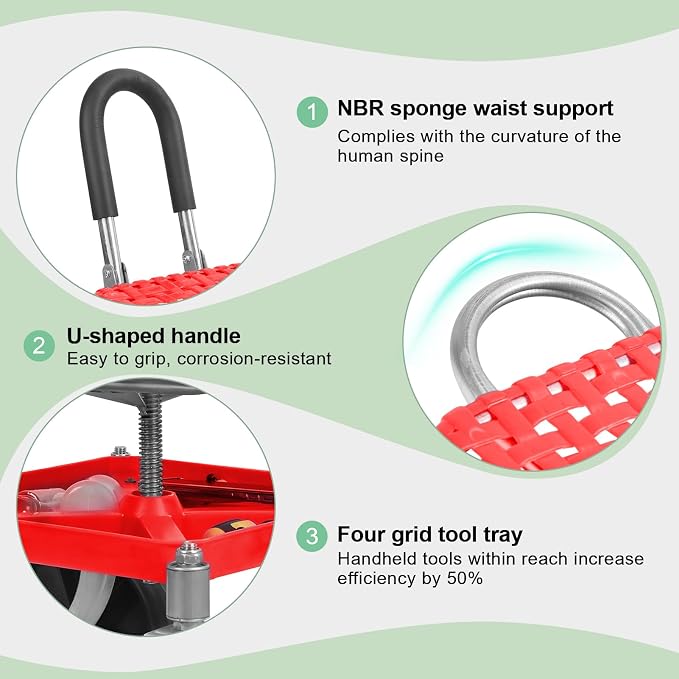 360° Swivel Swivel Garden Cart with Seat, Height Adjustable Garden Rolling Stool with Tool Tray & Wheels,Heavy Duty Gardening Stool for Adults, Seniors, Knee Pain Relief, Patio and Yard Use