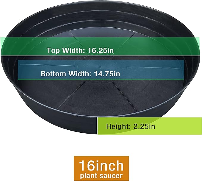 LWALRS Plant Saucer 16 Inch 2 Pack 10 12 14 16 18 20 25, Plastic Plant Trays for Pots，Extra-Deep Plant Water Dray Tray, Bird Bath Bowl, Heavy Flower Plant Saucers Indoors and Outdoor No Holes