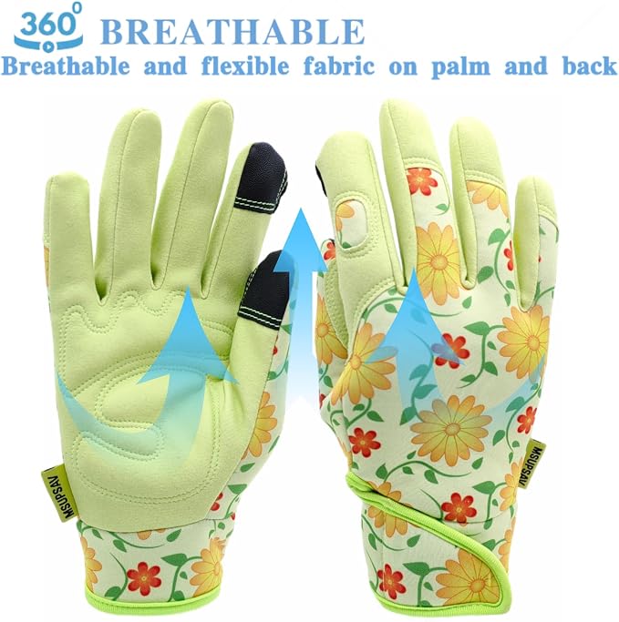 Gardening Gloves,Women Yard Work Garden Glove,Gifts | Thorn Proof,Puncture Resistant,Touchscreen,Gift,Leather,Spandex