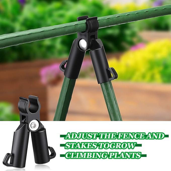 50 Pieces Adjustable Plant Trellis Connector Clip Plastic Connector Stakes Garden Plastic A-Type Connecting Joint Buckle Clip for Gardening Metal Steel Plant Supports (11 mm)