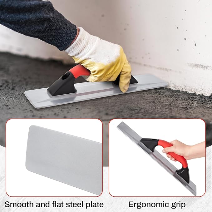 MorningRo 4 Pcs Concrete Hand Tools Set Includes Cement Magnesium Hand Float 16'' x 3-1/8'' Stainless Steel Pool Trowel 16'' x 4' Finishing Trowel 14'' x 4'' and Tool Bag