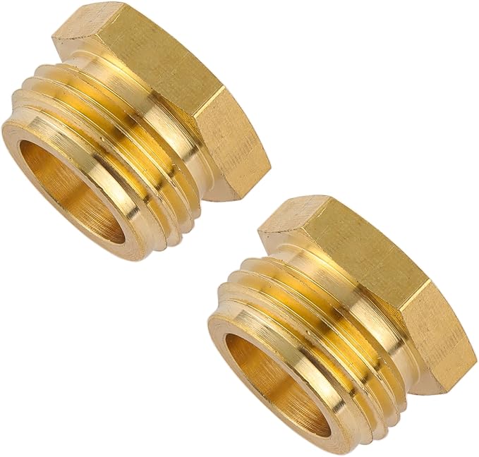 Garden Hose Adapter,3/4" GHT Male to 1/2" NPT Female Connector, Brass Garden Hose Convert Adapter Fitting, Garden Hose Thread to 1/2" Female Pipe Thread (2 Pack 1/2 to 3/4 hose adapter)
