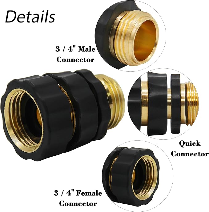 Triumpeek 3/4" Garden Hose Connector, 9 Pieces Garden Hose Quick Connect Fittings, Male and Female Quick Release Garden Hose Connector