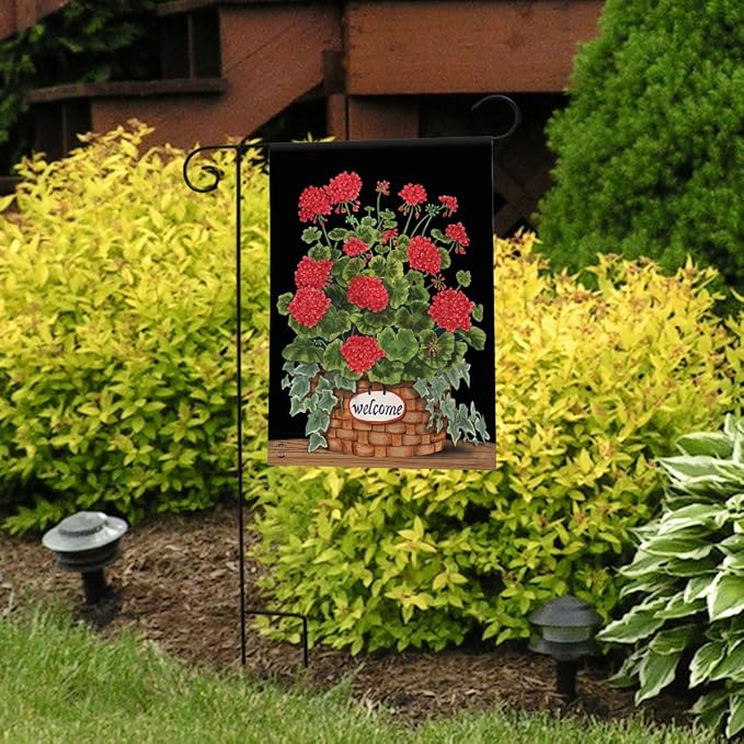 Briarwood Lane Welcome Geraniums Summer Garden Flag