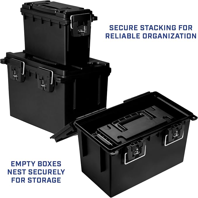 Sheffield 12706 Storage Bins With Lids, 2-Pack Stackable Storage Bins, Made in USA, Lockable and Water-Resistant Containers with Lids, Plastic Containers for Home, Classroom, and Dorm