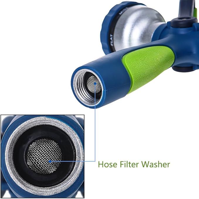GREEN MOUNT Garden Hose Nozzle with Quick Connect Set - Zinc Alloy High Pressure Sprayer, Fireman Style Handle for Car Wash & Plant Watering, Green