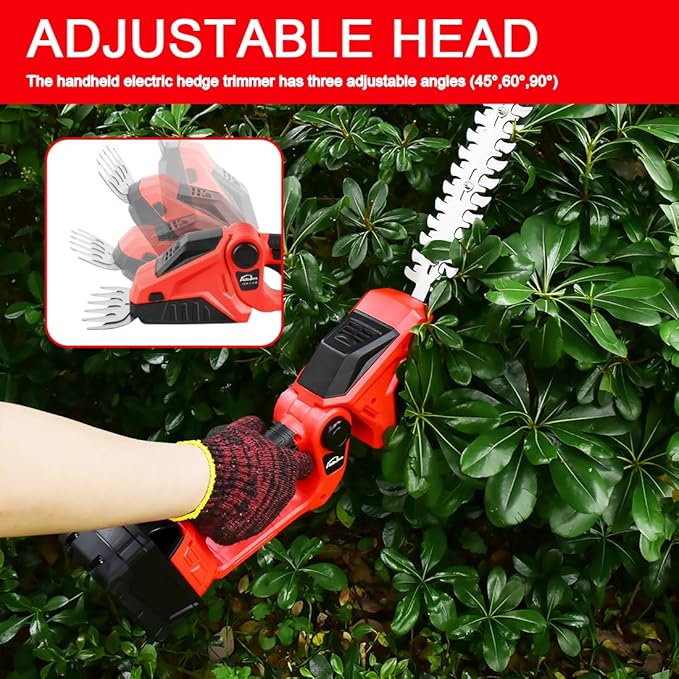 Cordless Hedge Trimmer 2 in 1 Bush Trimmer & Grass Shears Compatible with Milwaukee 18V Battery (No Battery) 90° Adjustable Head Electric Grass Trimmer for Yard, Garden and Lawn