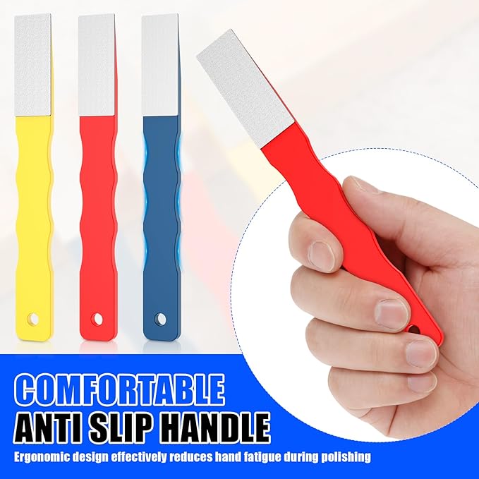 6Pcs Diamond Sharpening Hone Set 220/400/600 Grit Color Coded Portable Flat Hand File Knife Set with Non Slip Handle for Kitchen, Garden, Outdoor tools Fine/Coarse Grinding(6PCS)