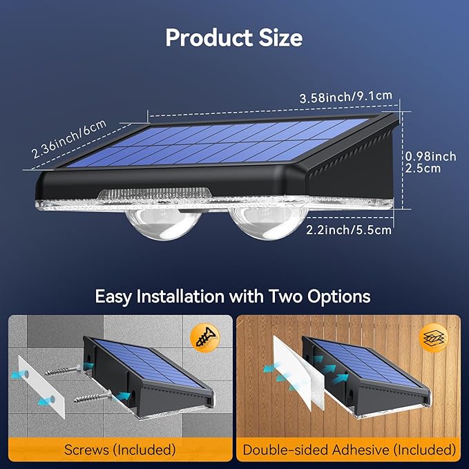 TECKNET Solar Fence Lights Outdoor 6 Pack, Warm White & 6 Colors & RGB, IP66 Waterproof LED Deck Light, Dusk to Dawn Fence Lights Solar for Wall, Railing, Step, Patio, Pool, Backyard, Outside
