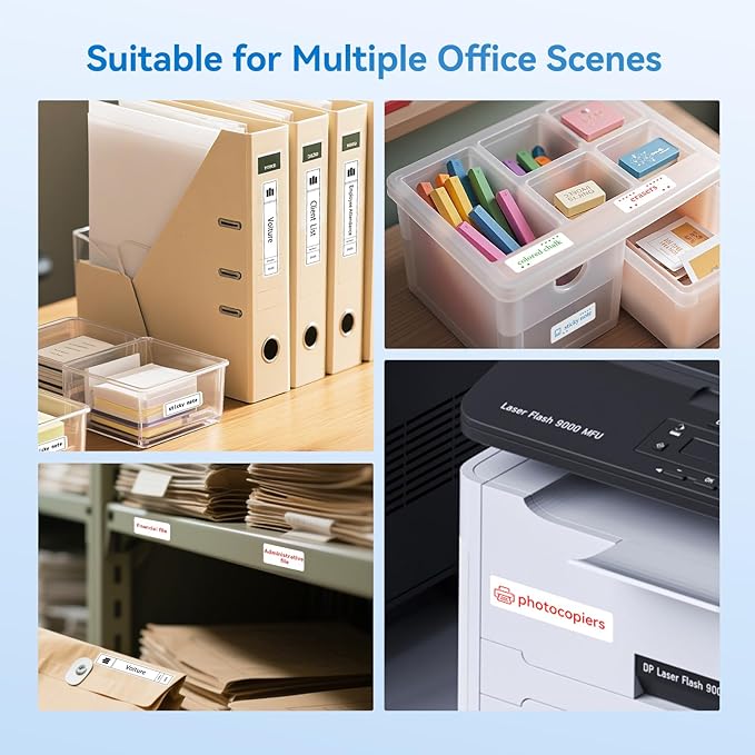 NIIMBOT Thermal Transfer Labels 0.55''x3.35'', for N1(B18) Label Maker, Long Storage Time, for Office Warehouse Tools Organization File Folders Labeling, White(14mmx85mm)