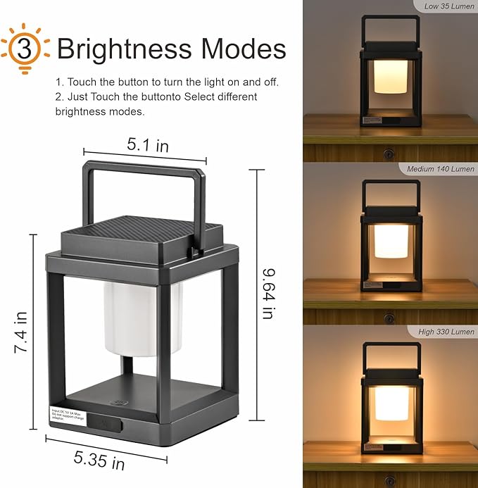 Solar Outdoor Table Lamp: Outdoor Lanterns for Patio Waterproof,Portable Rechargeable Solar Lamp