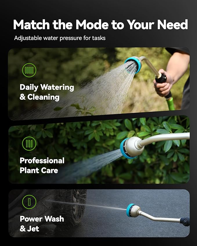RAINPOINT Watering Wand, 16 Inch Metal Garden Hose Wand with 9 Spray Patterns, Long Hose Sprayer Nozzle For Hanging Baskets, Shrubs,Lawn (Blue)