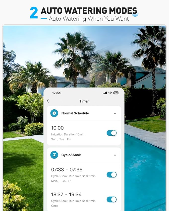 RAINPOINT Bluetooth Water Timer, Sprinkler Timer for Garden Hose, Smart Automatic Irrigation System with Brass Inlet for Yard, Lawn, APP Remote Control via Bluetooth(Without Hub)