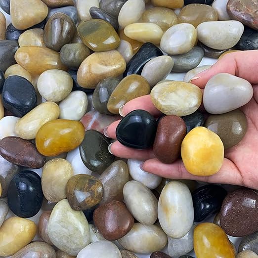 FANTIAN 20 lbs Pebbles for Indoor Plants, 0.8-1.2 Inch Polished River Rocks Decorative Stones for Garden, Aquarium, Vase Fillers, Outdoor Landscaping and Backyard